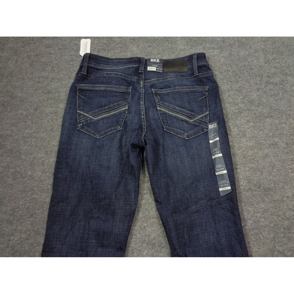 BKE Jean Men 32x34 Blue Jake Straight Buckle Denim Stretch Thick Stitch Werstern - Picture 9 of 13